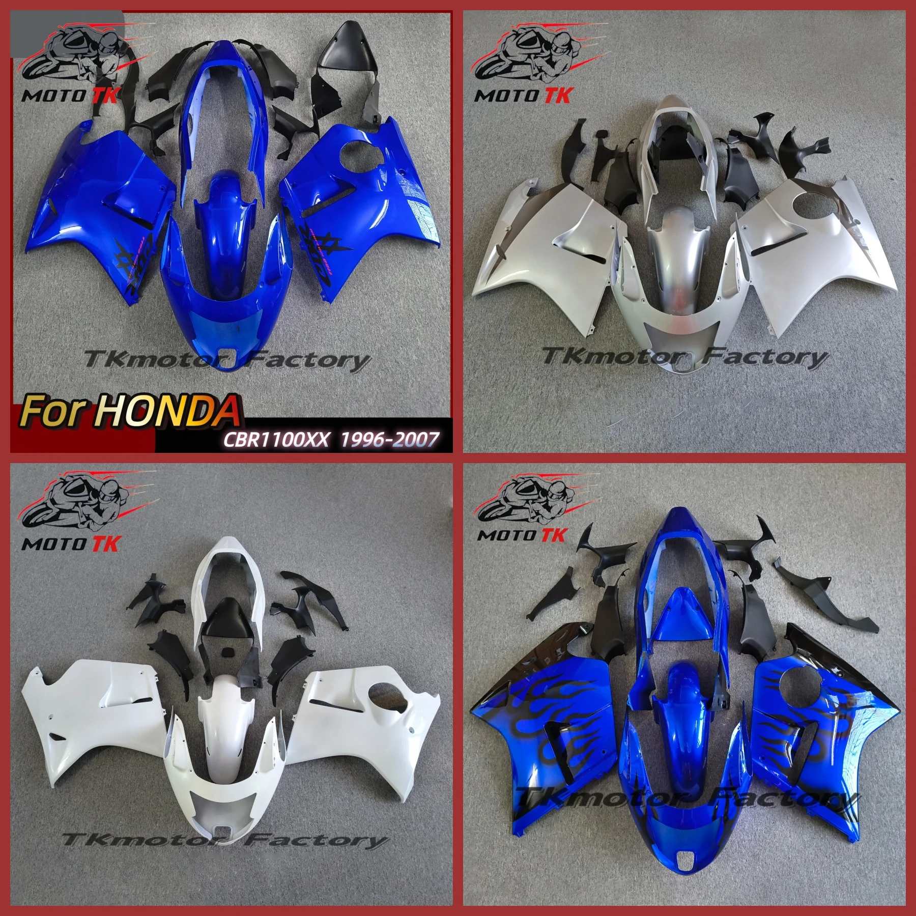 High Quality Motorcycle Fairing Kit Blue Silver Purple White Body Shell For HONDA CBR1100XX CBR1100 XX CBR 1100XX 1996 - 2007