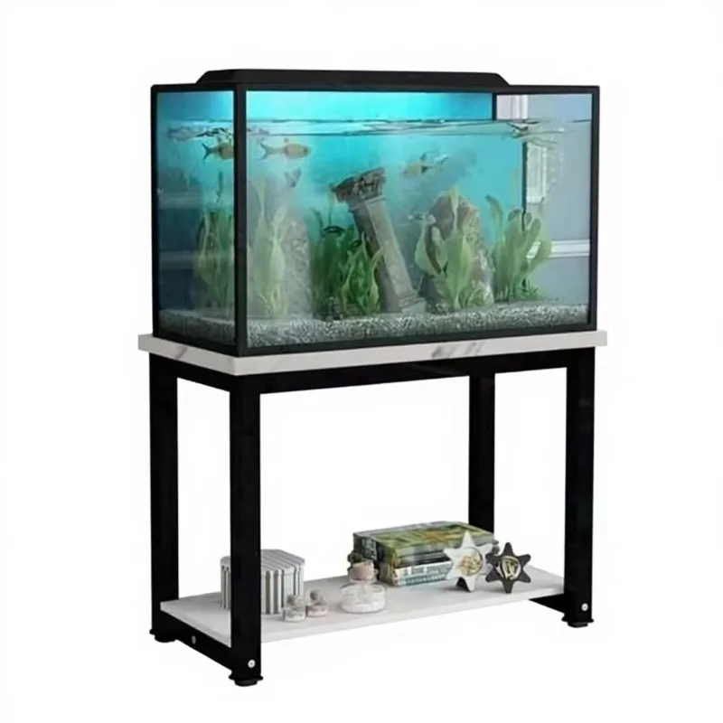 aquarium accessories Double Layer Thickened Reinforced Rectangular Aquarium Fish Tank Shelf Base Cabinet with Art Bracket