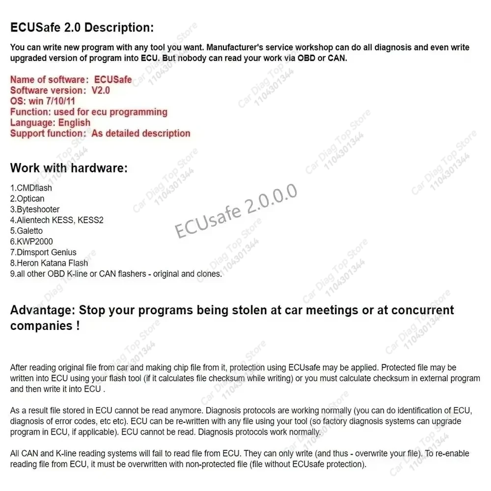 2025 رائجة البيع ECU Safe 2.0 أداة تشخيصية برنامج أداة تشخيصية للسيارات والشاحنات لبرمجة ecu برنامج ECUSafe 2.0