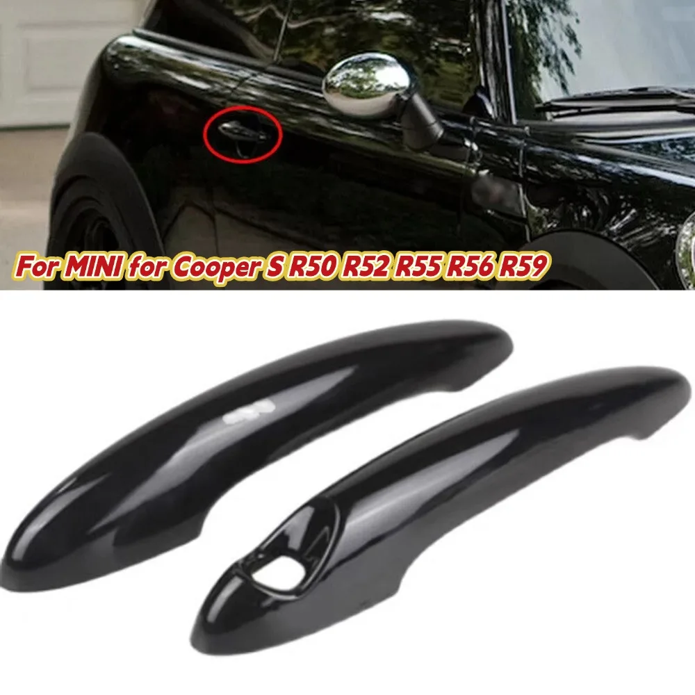 

2pcs Glossy Black Exterior Car Door Handle Frame Panel Cover Trim Sticker For MINI For Cooper S R50 R52 R55 R56 R59