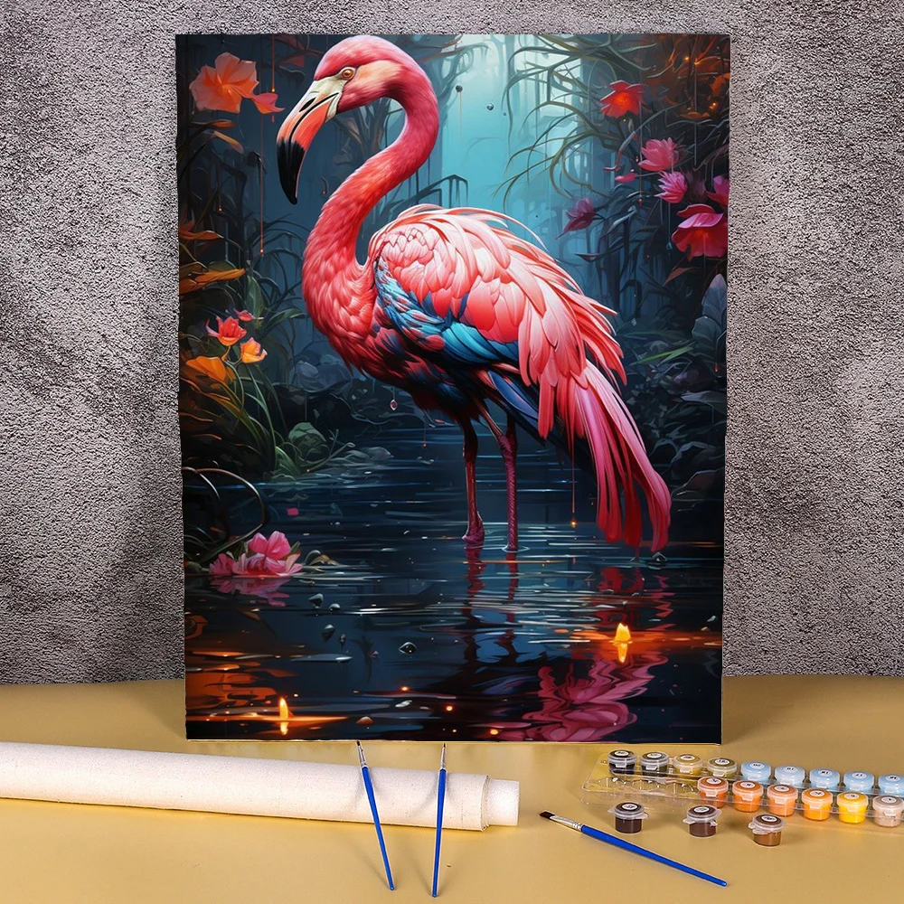 Modern Painting By Numbers For Adults Flamingo Handiwork Acrylic Paint Kit On Canvas Diy Gift Home Decor Animal Wall Art Pintura