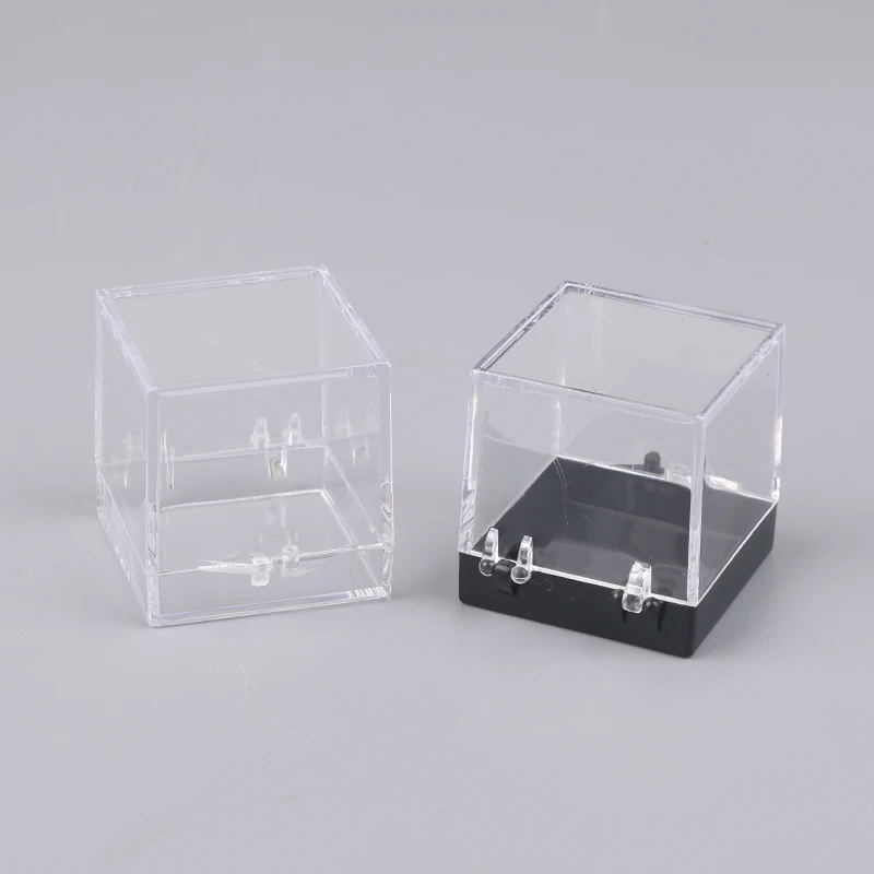 1Pc Storage Boxes Lids Gemstone Display Coin Clear Container Specimen Mini Square Cube Acrylic Case Rough Mineral Standard