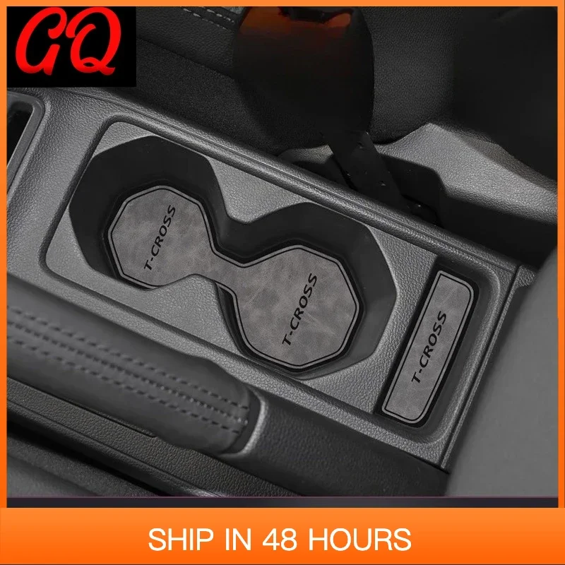 

​​For Volkswagen VW T-Cross 2019-2023 Center Console Cup Holder Inserts – Anti-Slip Leather Tray Liners with Precision Cut