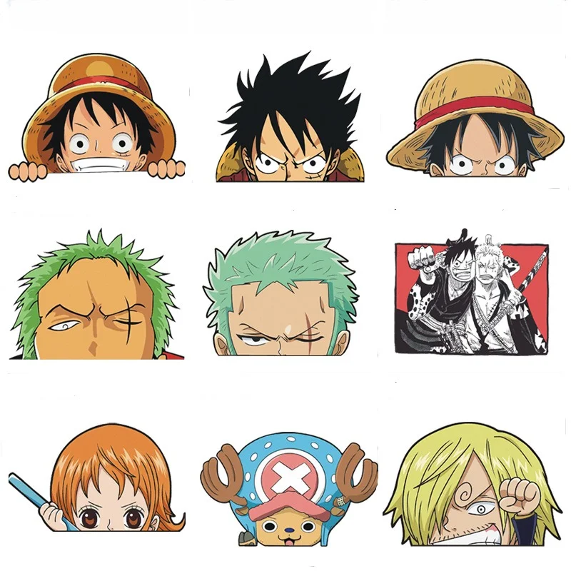 ONE PIECE Anime Monkey D Luffy Car Sticker Scratch Cover Roronoa Zoro Sanji Decorative Sticker Children\'s Toy Birthday Gift