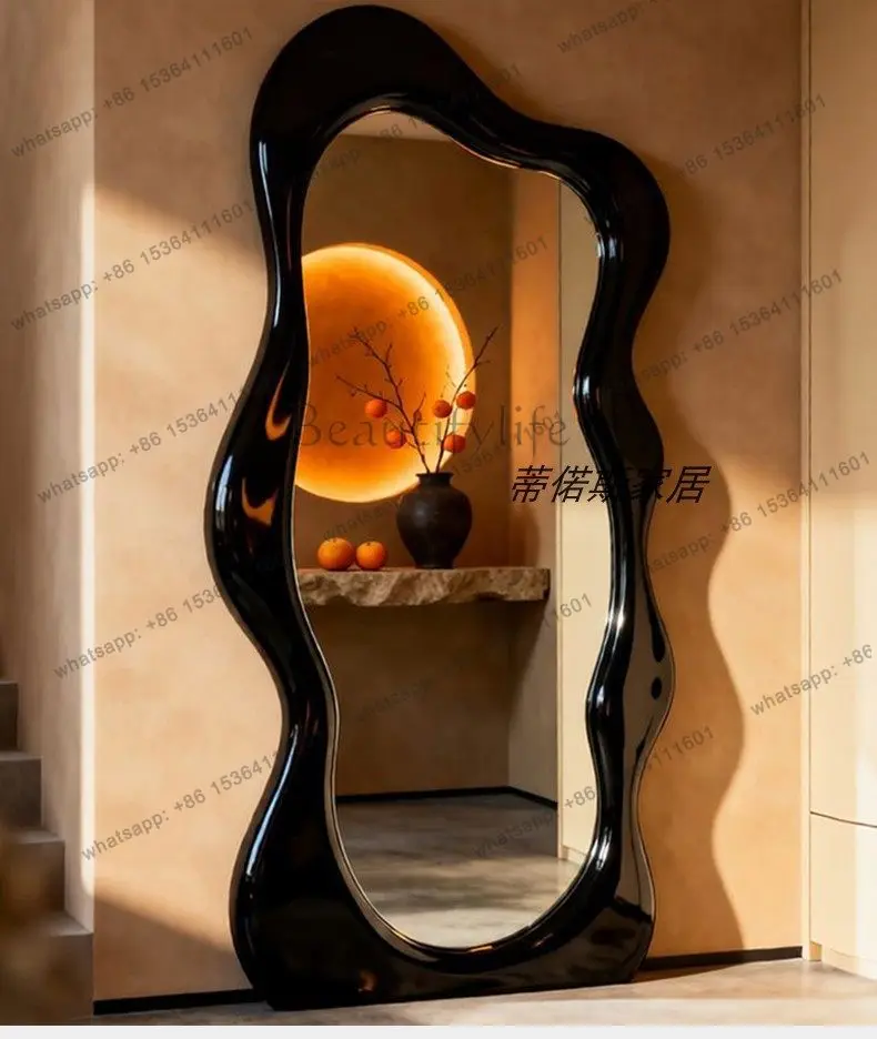YJ Cream full body mirror Nordic designer floor art against the wall irregular creative designer