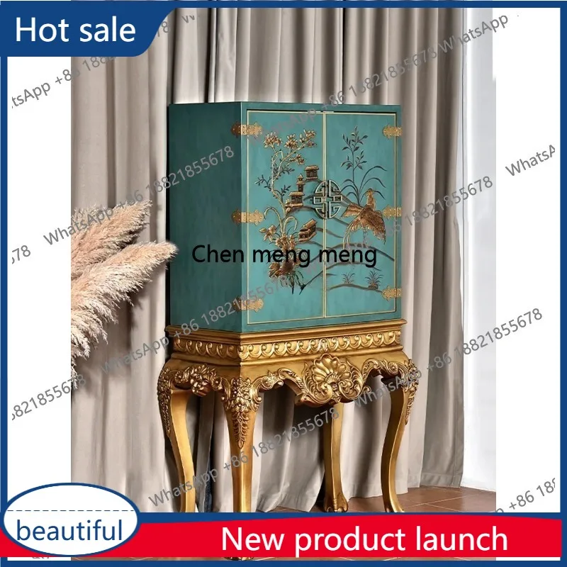 

M46 New Chinese Style Sideboard Cabinet Solid Wood Painted Storage Restaurant Storage Wall-Mounted Side Cabinet