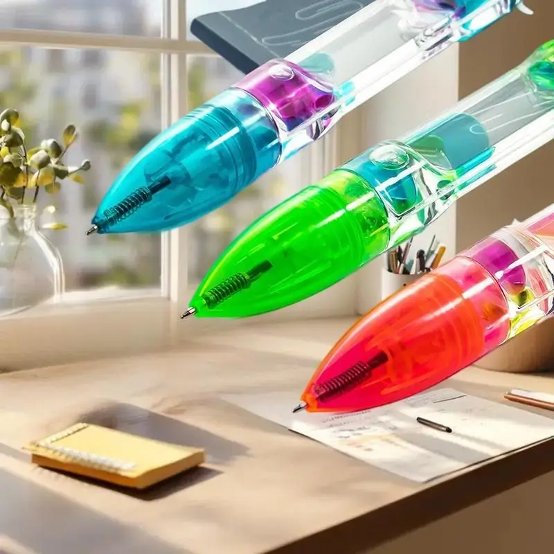 Caneta esferográfica retrátil de movimento líquido, 6 cores, alívio de ansiedade, escrita sem estresse, caneta relaxante legal para estudo/escritório, 1 peça