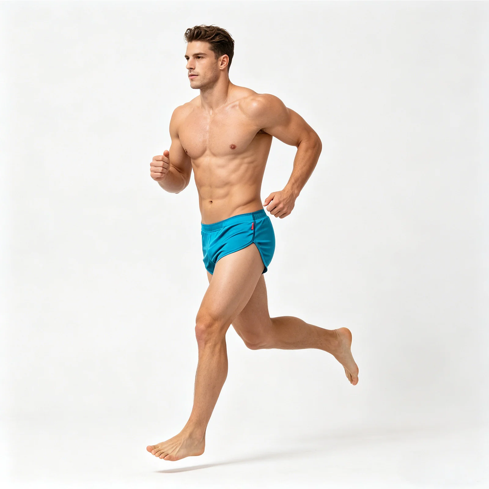 Luxuriöse Herren Schnelltrocknende Satin-Laufshorts mit Niedriger Taille und Seitenschlitz für Fitness, Workout, Sporttraining und Jogging – Detail 9