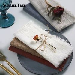 12PCS Napkins 41x41cm Cotton Cloth Gauze Retro Burr Rustic Kitchen Towel Dining Place Mat Wedding Party Linen Napkin Table Decor