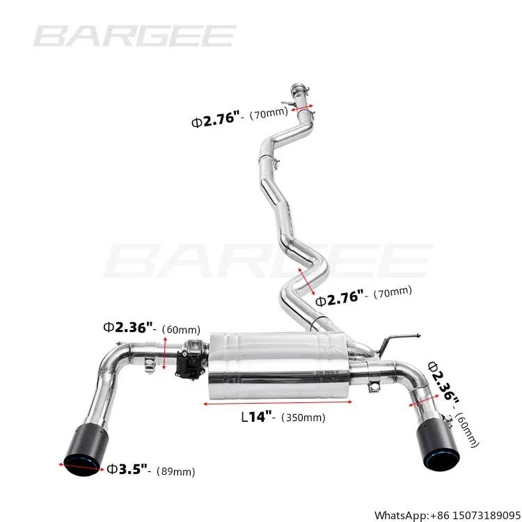 

Выхлопная система Bargee EXHAUST CATBACK для BMW 4 серии F32 F33 N20 N26 B48 B46 2013~2018 2.0T с электронным управлением клапанами