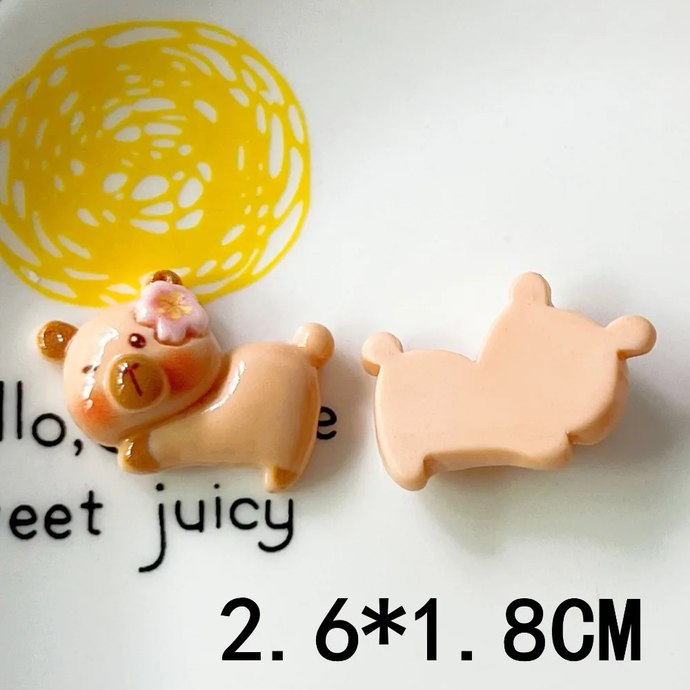 6 buah/set Capybara Charm DIY Resin aksesori kartun Capybara gadget Mini Capybara hadiah untuk aksesori klip rambut