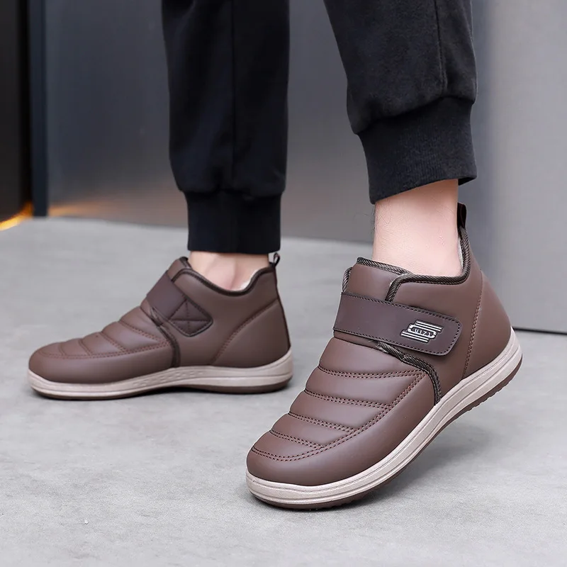 

Мужские ботинки Cotton oes Winter New Sle Thiened, теплые водонепроницаемые нескользящие мужские ботинки с волшебной лентой среднего возраста и ly