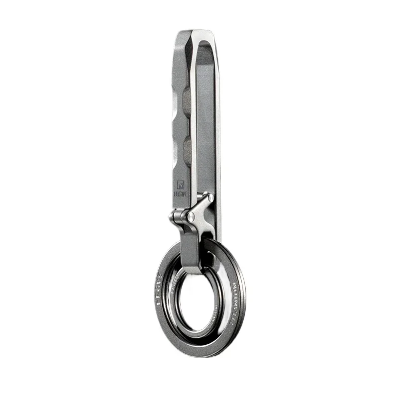 FEGVE Ti097 Quick Release Titanium Alloy Keychain Men's Belt Worn Key Ring for Car Keys, Pants & Trousers