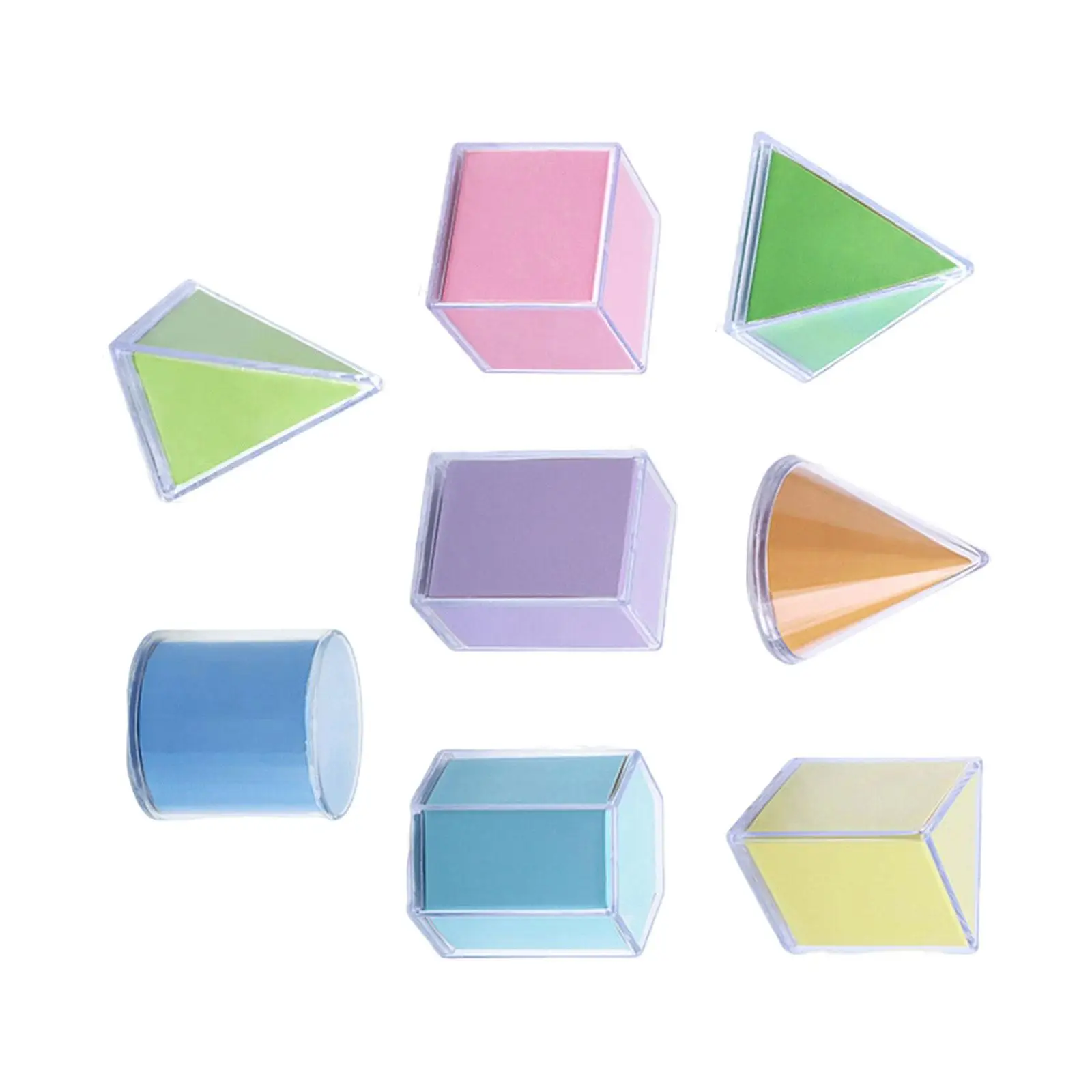 8Pcs Transparent Geometric Shapes Blocks Montessori Toys Shape Sorter Sorting