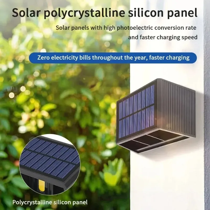 Modern 10W COB Solar Wall Light IP65 Waterproof LED Outdoor Lamp for Courtyard Garden Fence Enclosure Yard Ambience Home Decorat