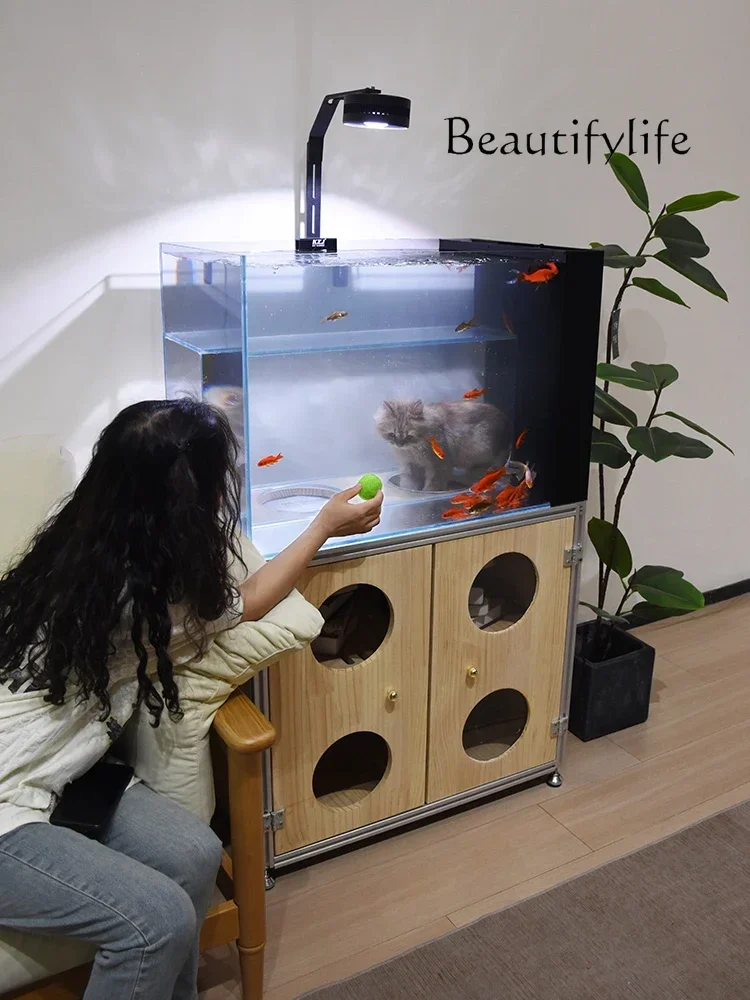 Y29 New Cat Nest Fish Tank Integrated Fish Sea View Room Cat Creative Tank Cat Fish Tank Cabinet