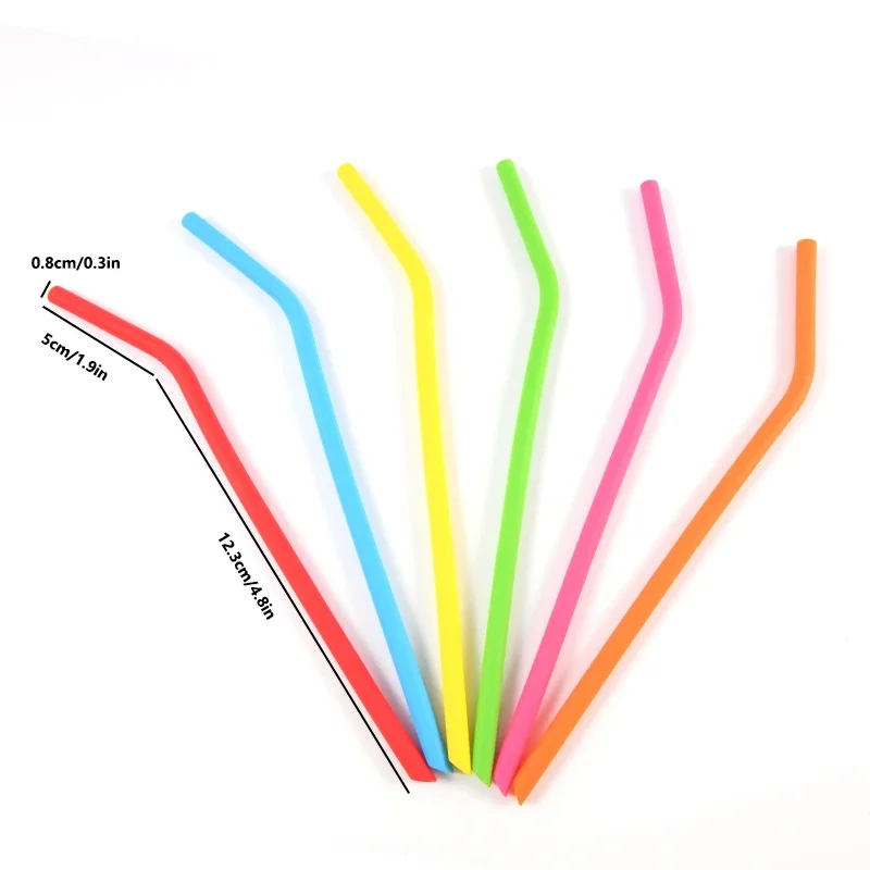 6Pcs Reusable Silicone Drinking Straws Set, Long Flexible Straws with Cleaning Brushes for 20 oz Tumbler Bar Party Straws