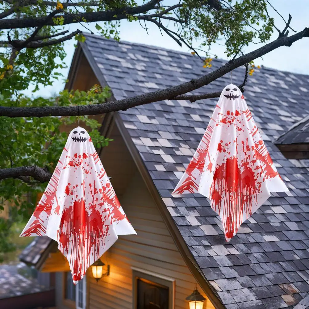 Realistic Blood-stained Ghost Decor Spooky Halloween Hanging Ghost Prop with Led Light for Garden Bar Yard for Secret for Home