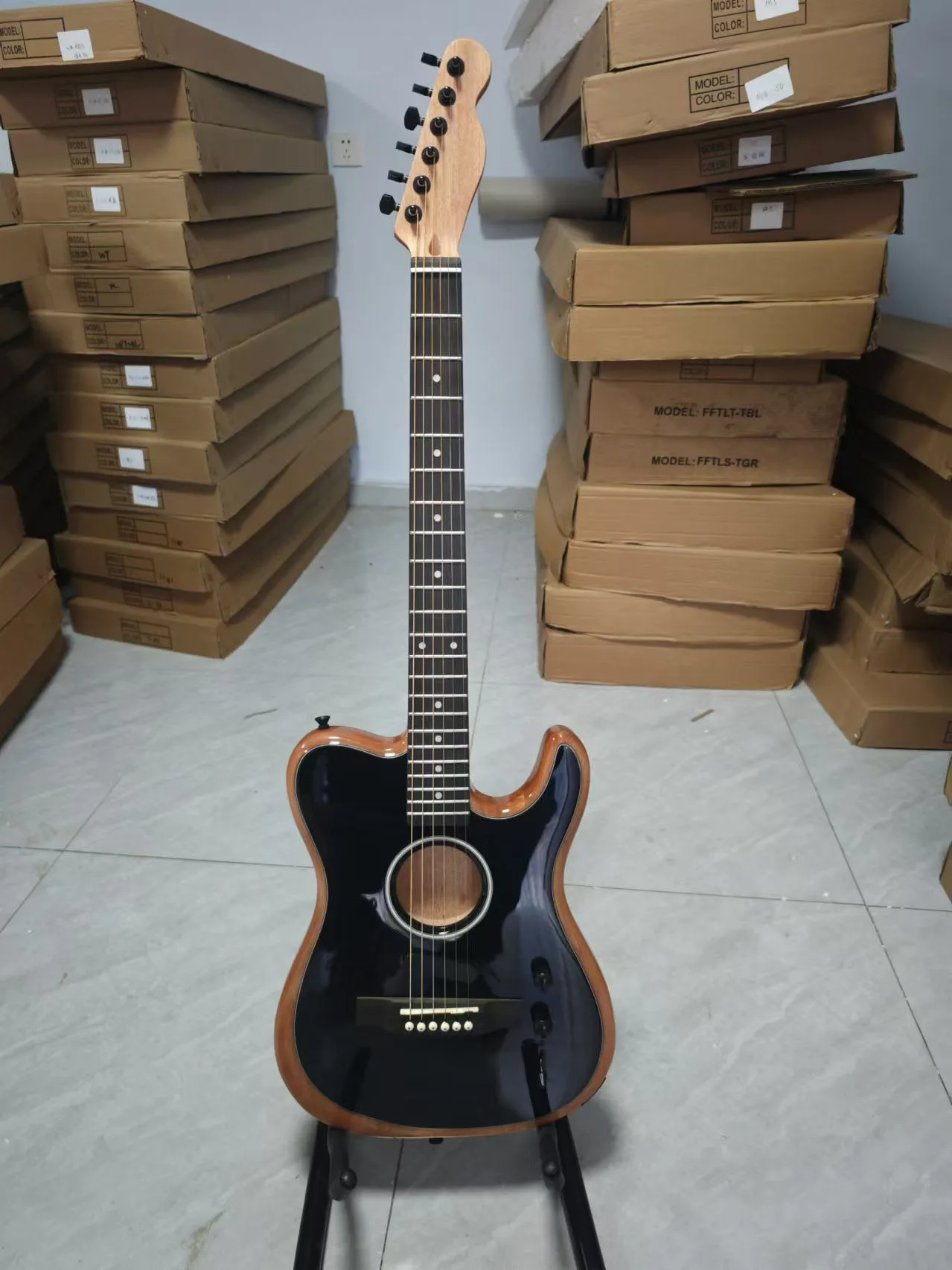 Guitar Manufacture 22 Frets Single Coil Pickup Rosewood Neck Solid Mahogany Silent Electric Guitar