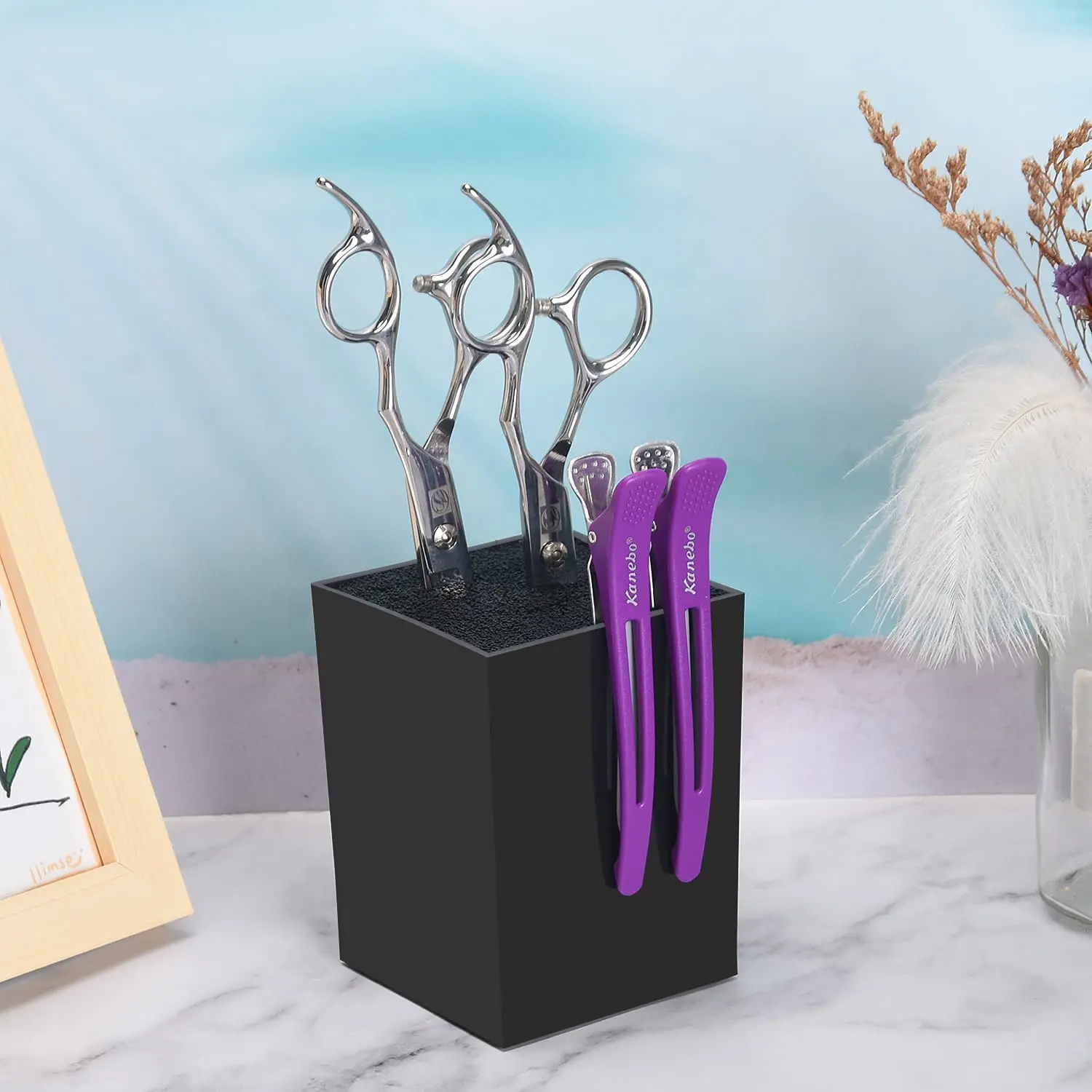 Hairdressing Scissors Stand Case Salon Hairdresser Hair Clips Storage Box Organizer Comb Holder Barber Storage Stand Tool