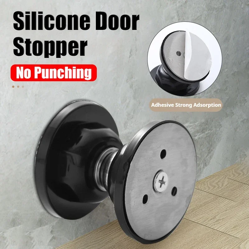 Magnetic Door Stopper Holder Free-punch Door Stop Silicone 5cm Anti Collision Windproof Household Hardware Accessories