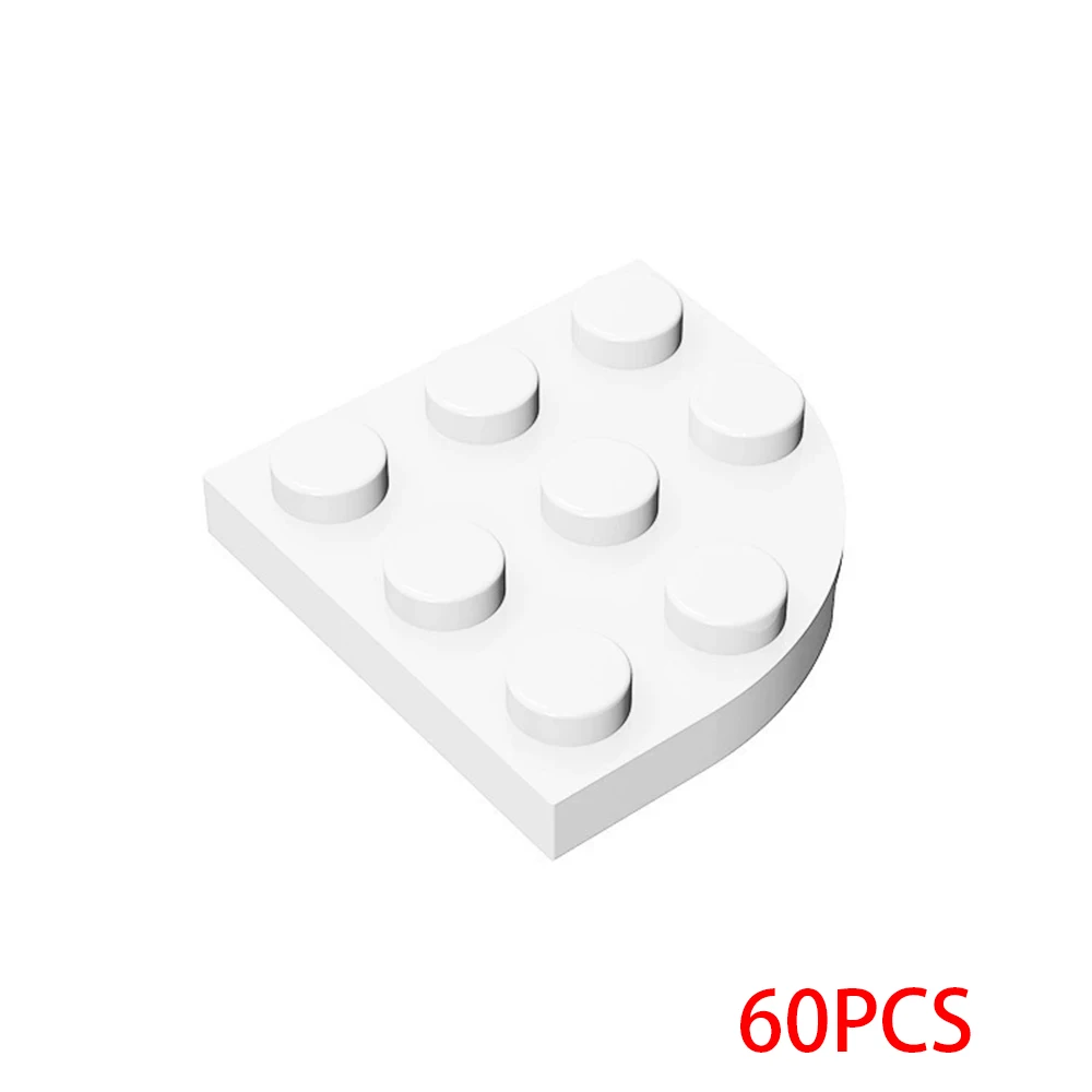 60PCS 30357 Bricks Round Corner Plate 3x3 for Building Blocks, DIY, Moc Educational, Tech Parts, Gift, Educational Toys