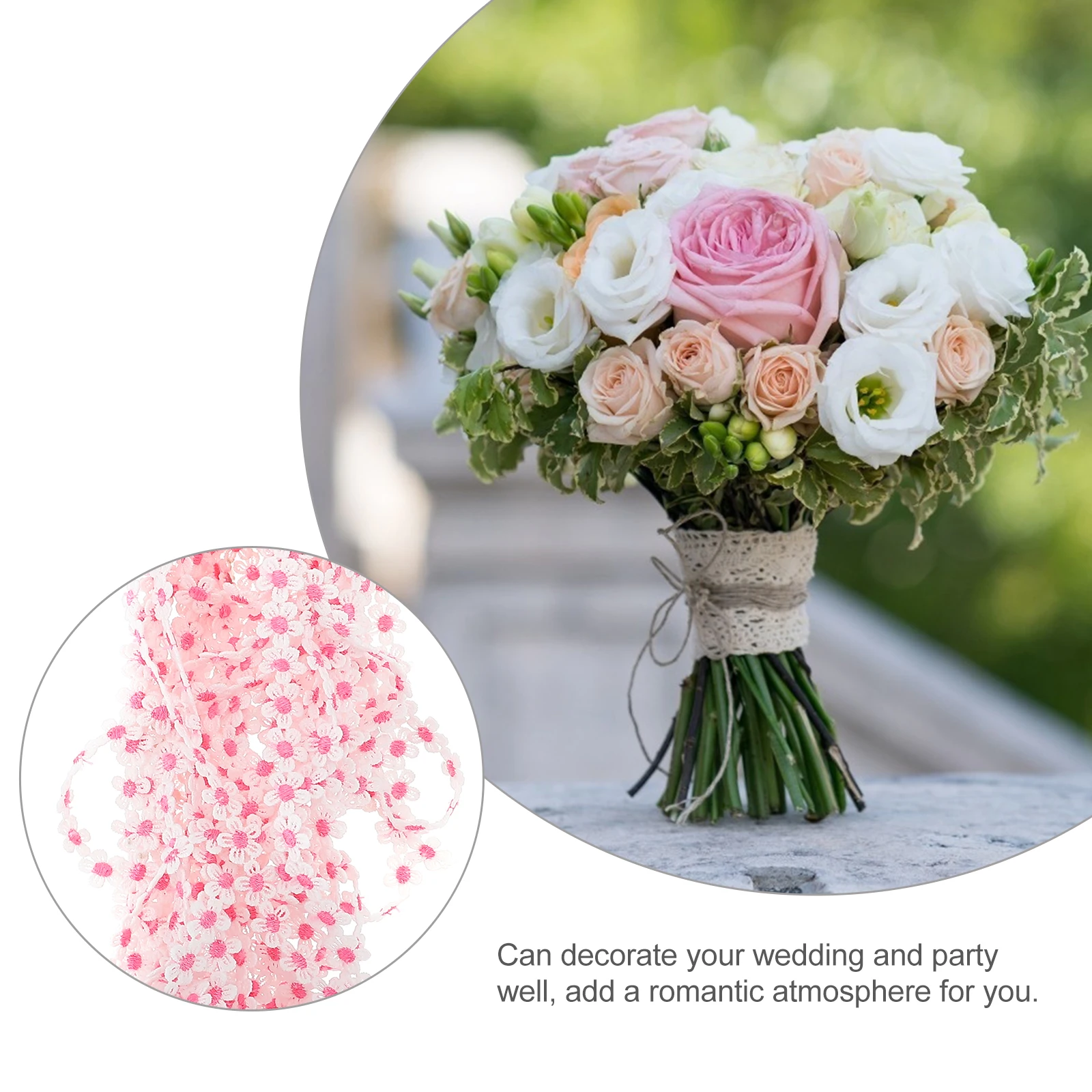 

Embroidery Lace Accessories Embroidered Ribbon for Sewing Knitted Trim Floral Clothing Rosy Decorative Flower Material Bride