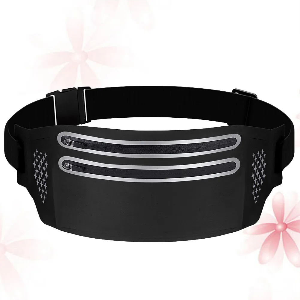 

Slim Waist Pack Black Double Zippers Pocket Sports Running Phone Storage Bag Outdoor Waist Bag for Women Comfortable Fit