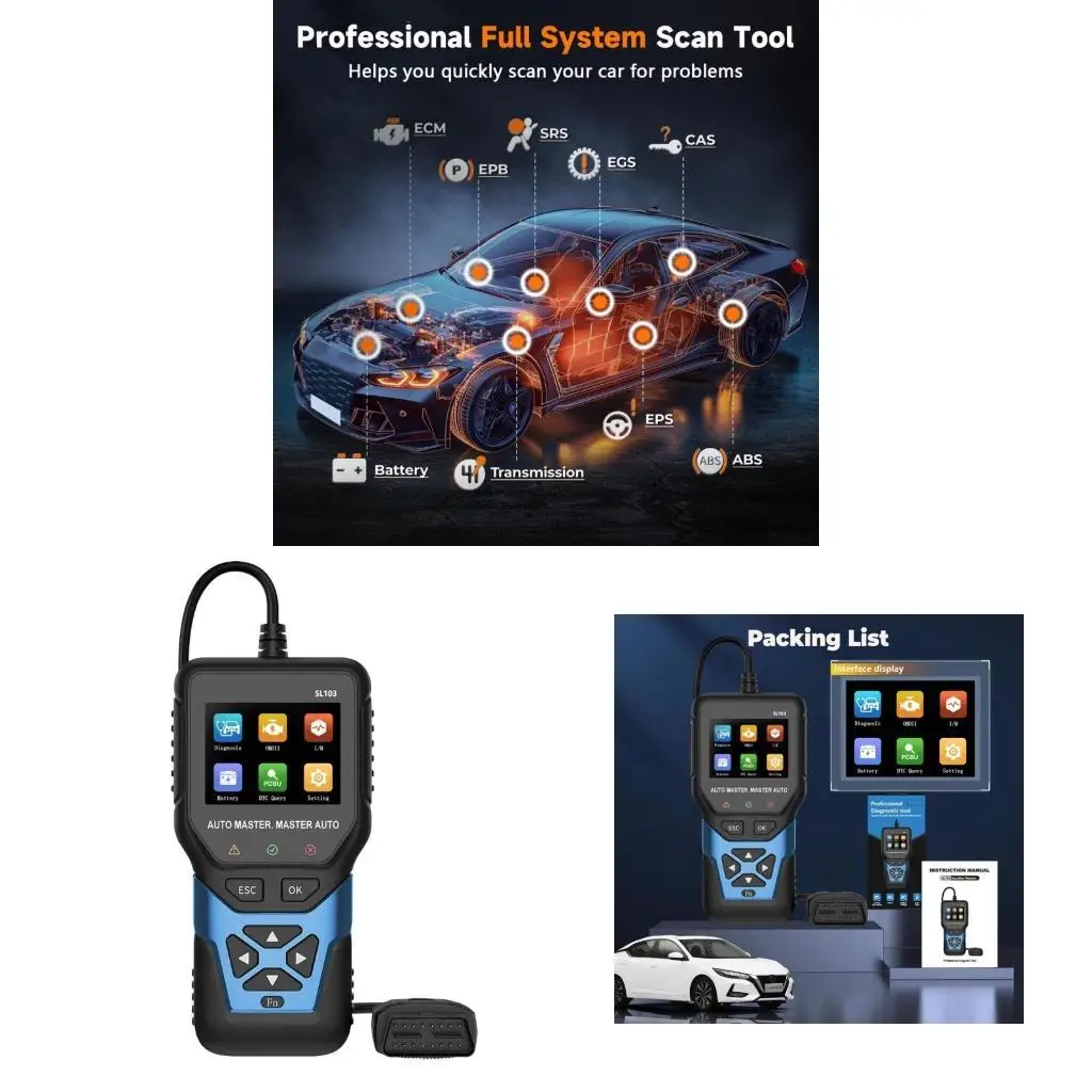 Portable Automotive OBD2 Code Reader Tool Multiple Language Support Live Data Monitoring Fault Code Erasers For Mechanic  