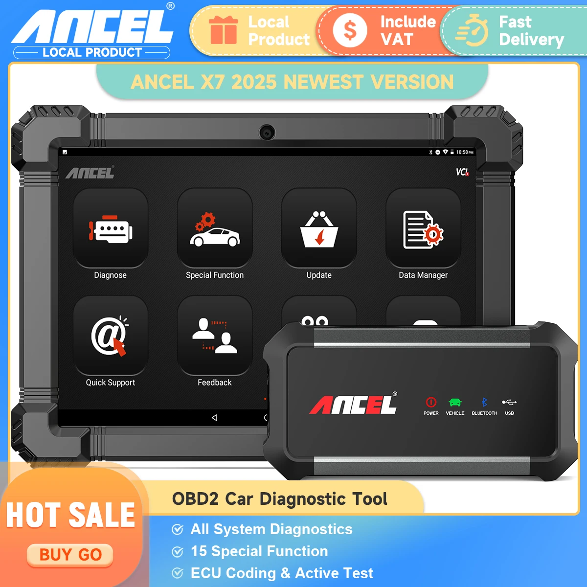 ANCEL X7 OBD2 Car Scan Diagnostic Tools Bluetooth Professional All System IMMO ABS EPB Oil SAS Reset OBD 2 Automotive Scanner