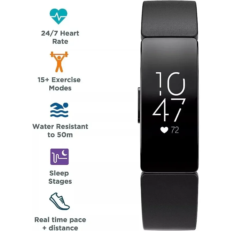 Fitbit Inspire HR 활동 트래커 및 심박수 모니터, 멀티 컬러 S + L 밴드