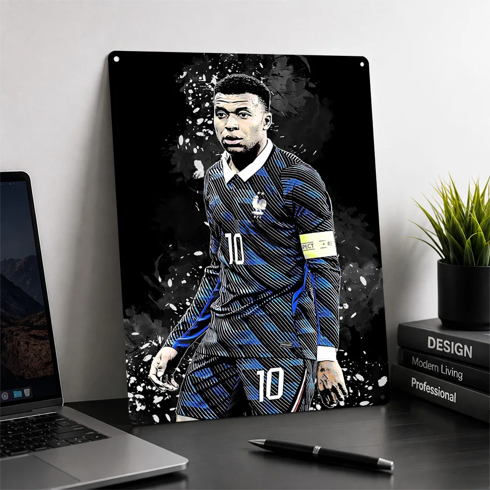 Kylian Mbappé in France Jersey Metal Poster Perfect Gift for Fans Lovers Customized Wall Art Metal Sign for Home Decorations