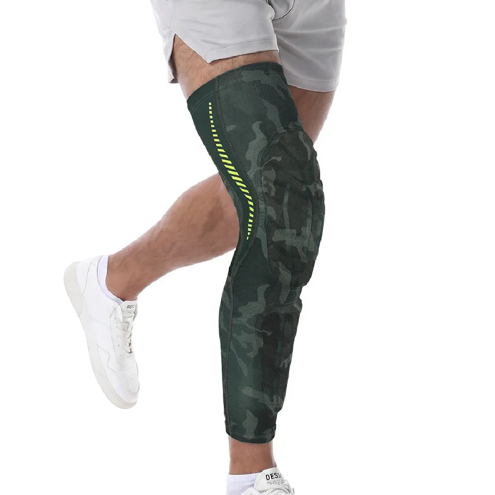1 Stück lange Kniebandage mit Polstern, EVA-Kniebandage mit Anti-Kollisions-Eigenschaften und rutschfester Oberfläche, geeignet für Basketball, Fußball und Laufen, für Damen und Herren.