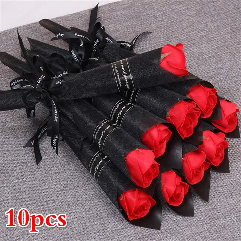 10 PCs Artificial Rose Flower Soap Bouquet Wedding Flower Decoration Multicolor Fake Roses