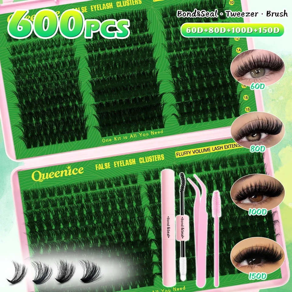 600pcs Kit de Rizos de Pestañas DIY - 60D 80D 100D 150D, Largo 10-18mm Mezcla | Postizas Naturales Reutilizables para Muñeca 2
