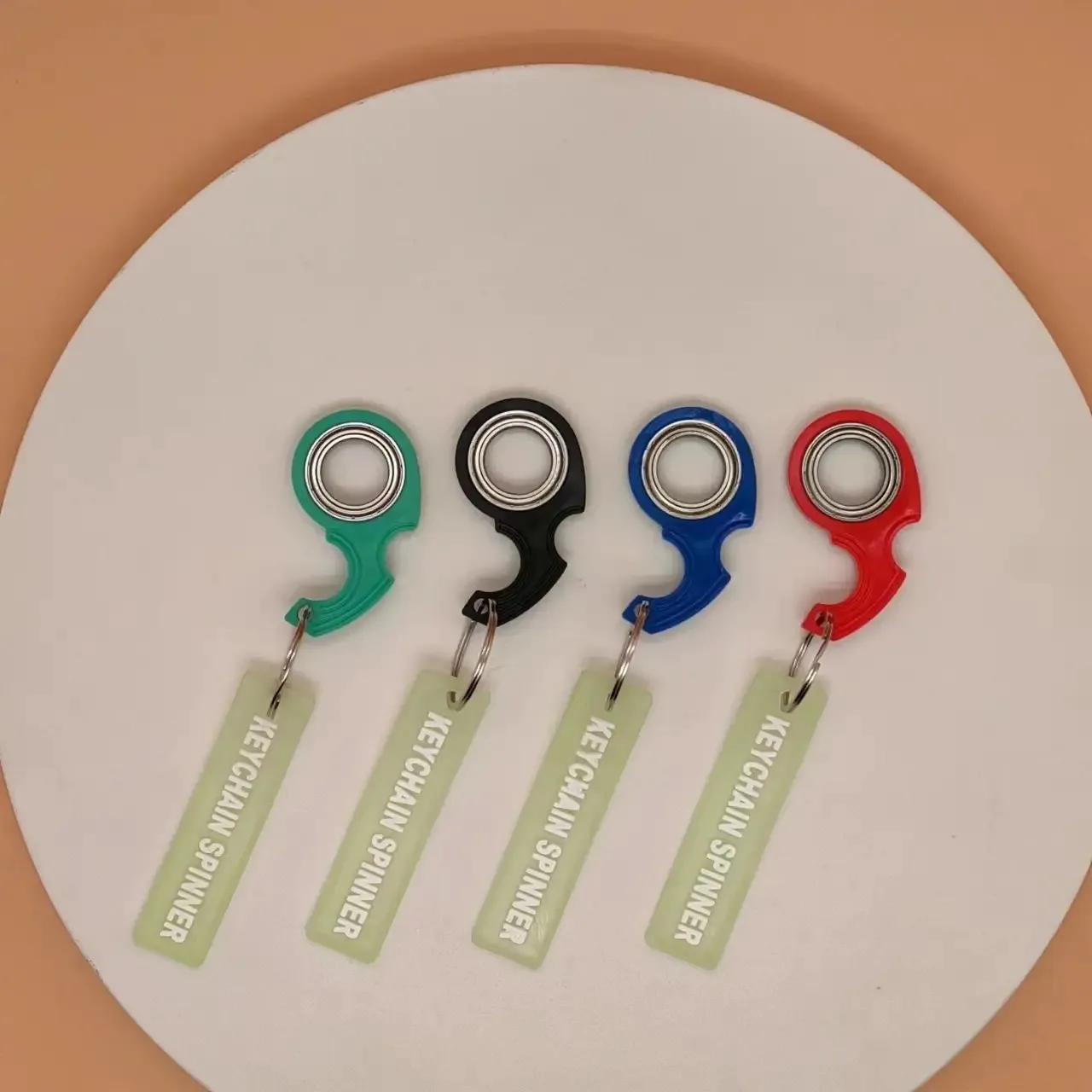 Fidget Spinner Keychains with Luminous Strip, Rotatable Key Ring, Gift for Men & Women