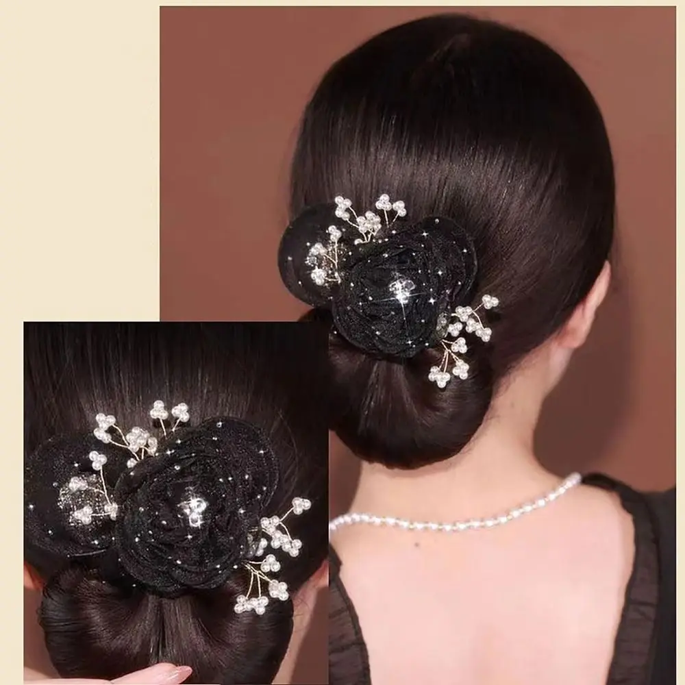 Elegant Cloth Flower Hair Clip Non-slip Flexible Hair Bun Maker Hair Styling Tool Lazy Hair Curler Hair Accessories