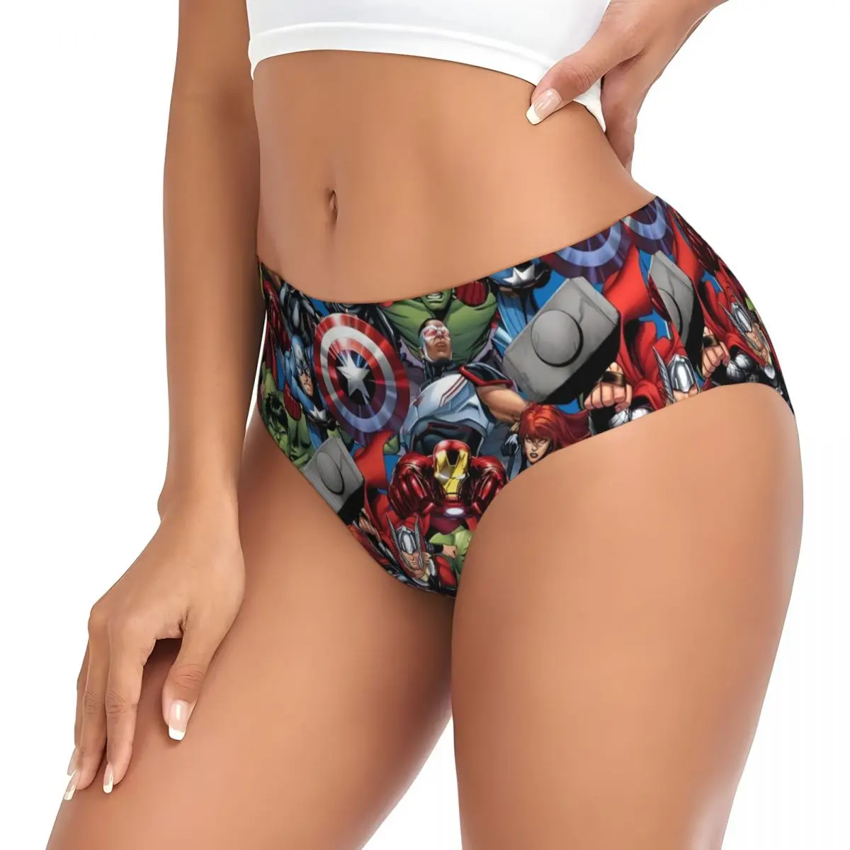 Ropa interior de anime elástica cómoda para mujer con bragas breves de anime de Capitán América personalizadas