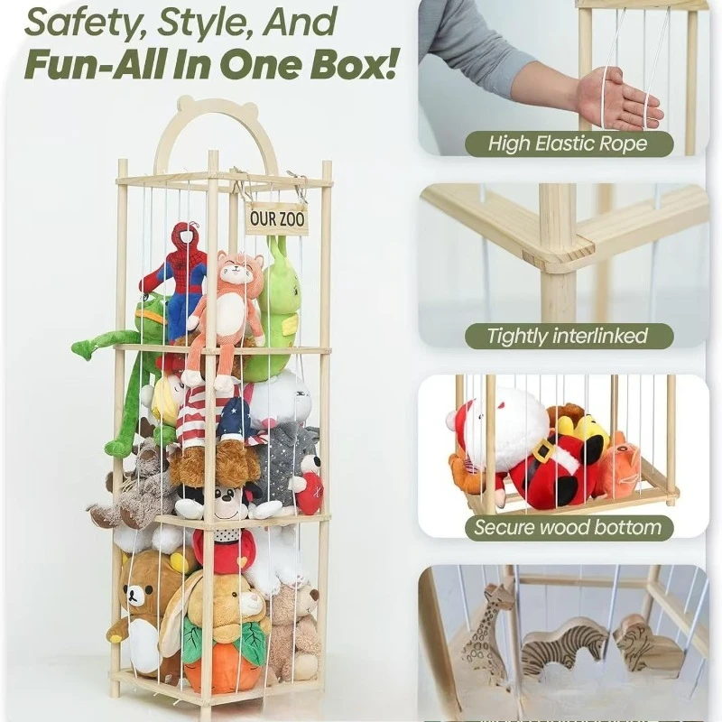 Wooden Storage Rack Three-layer Children's Room Plush Toy Decorative Rack