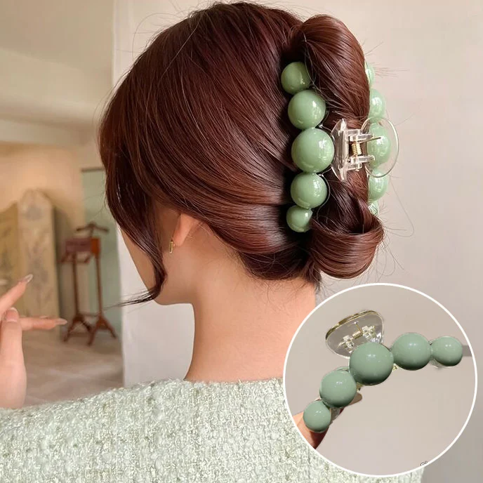 2023 Jepit Rambut Cakar Rambut Mutiara Hijau Antik Baru Jepit Rambut Pegangan Rambut Besar Korea Jepit Rambut Keriting Aksesori Rambut Wanita