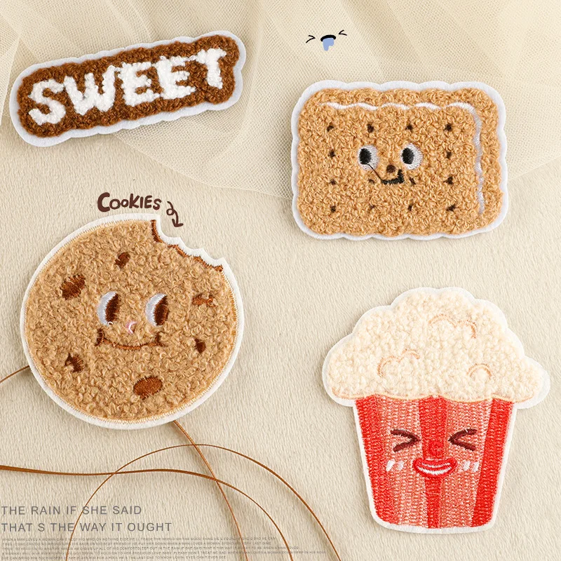 Creative Cartoon Food Chocolate Cookie Pattern Sew Iron-on Embroidery Patches for DIY Clothing T-shirt Hat Bags Jeans Decoration