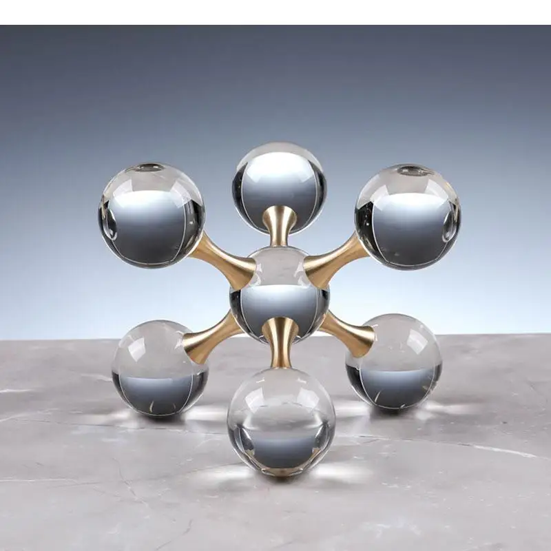 Simple Crystal Ornaments Molecular Structure Model Desk Decoration Transparent Geometric Crafts Modern Home Decor