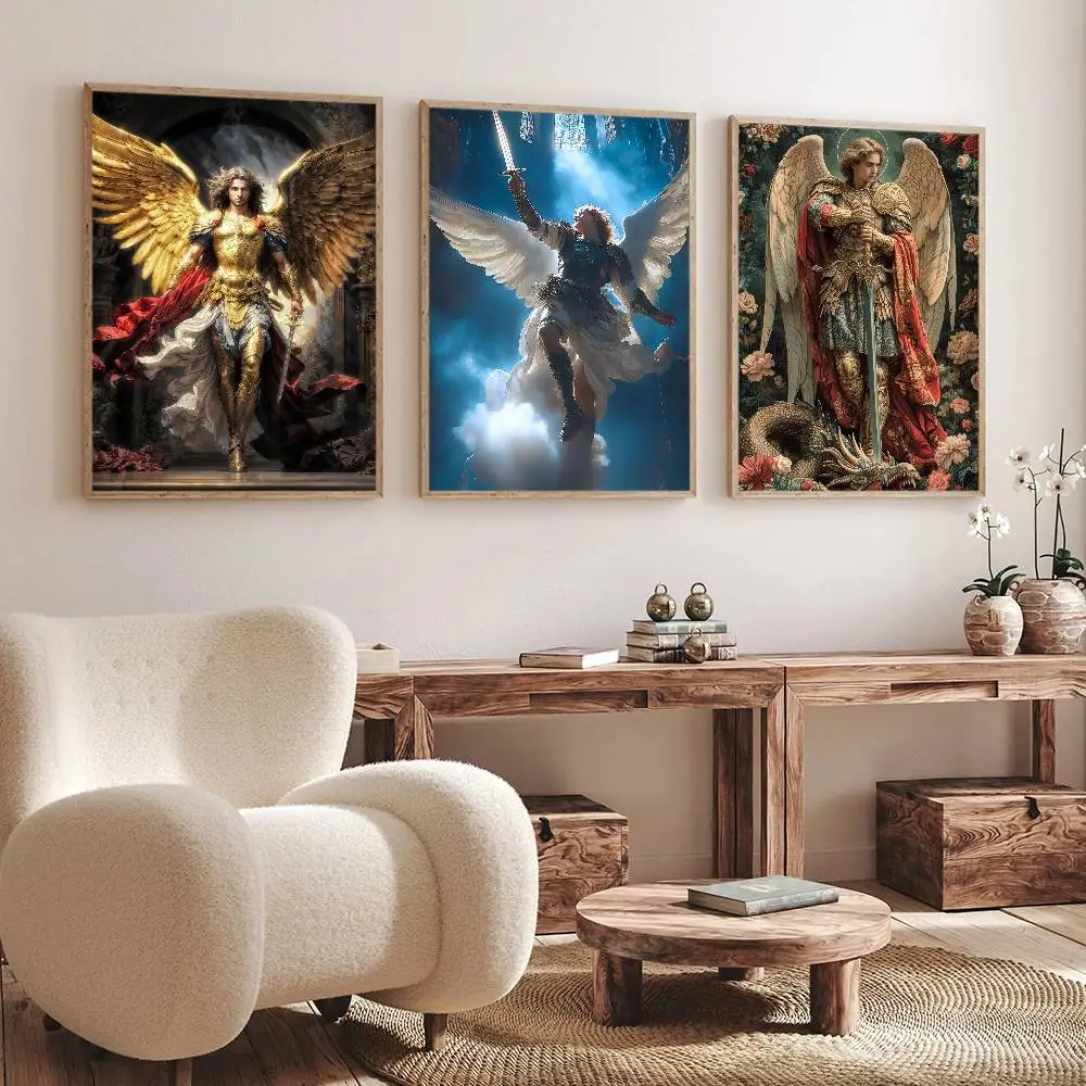 الملائكة المقدسة مايكل ملصق جدار قماش اللوحة لنادي غرفة المعيشة ديكور المنزل #3