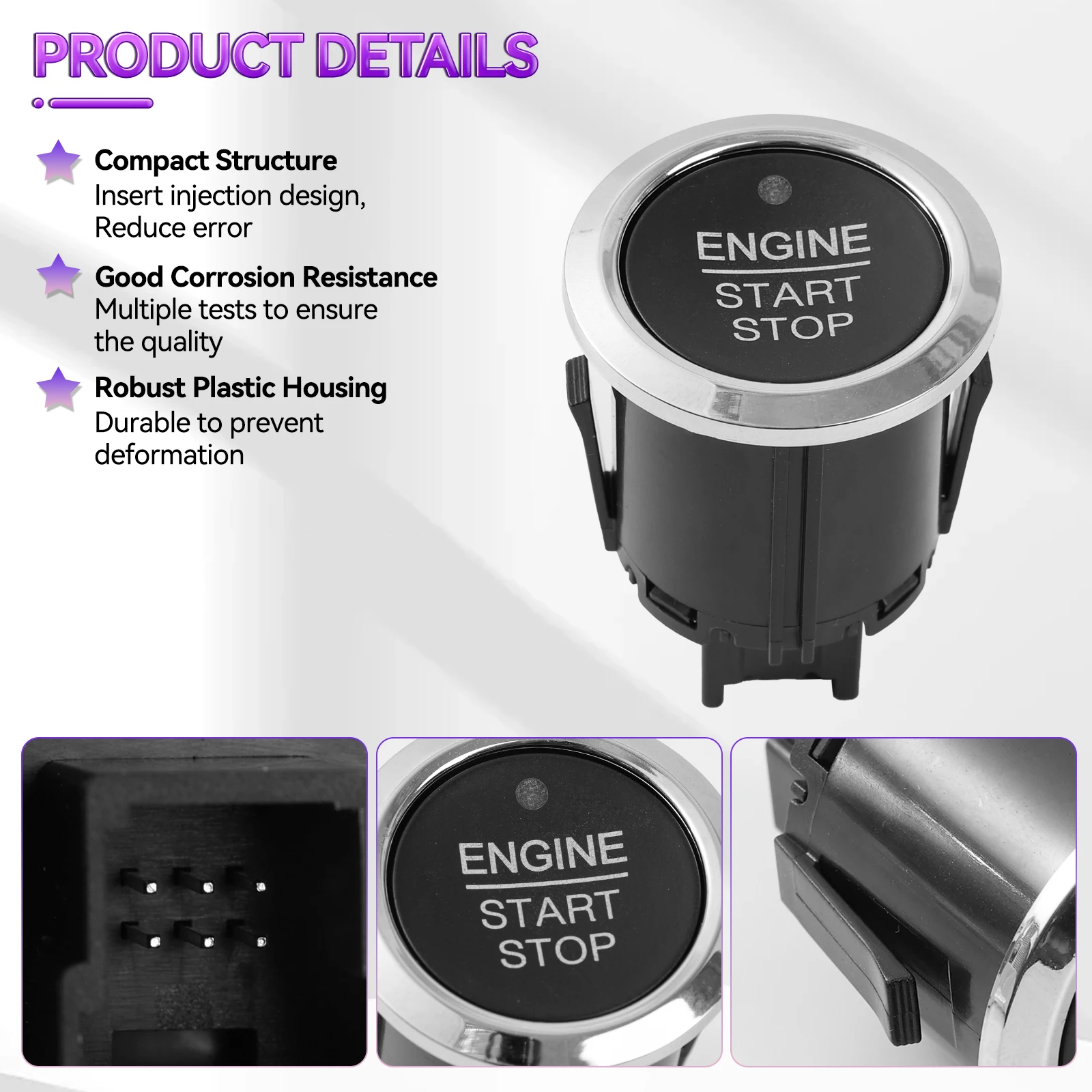 Ignition Push Engine Start Stop Button Switch For Ford F150 F250 F350 Expedition Edge Fusion 2015- DG9T-14C376-ADW DG9T14C376ADW view 4