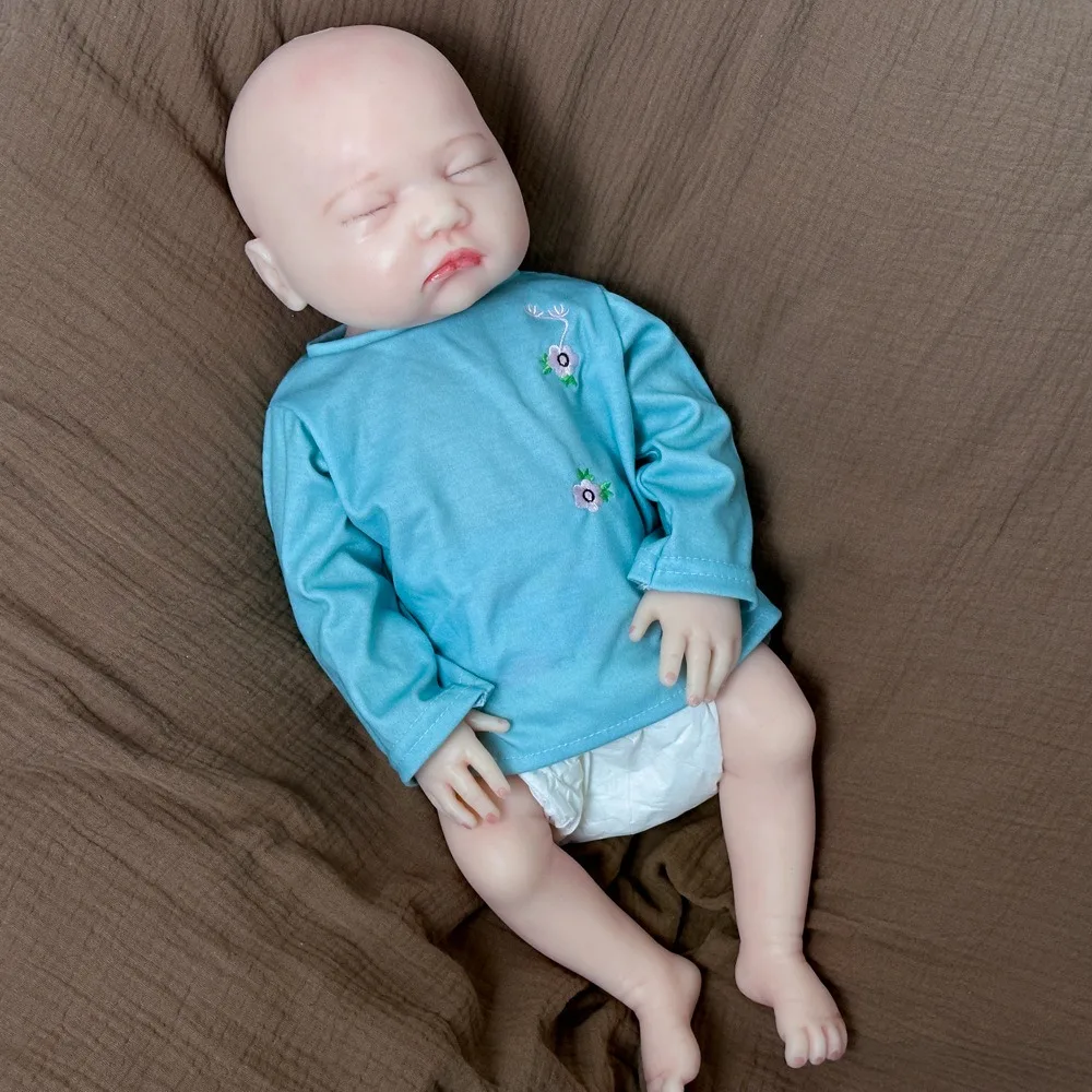 18인치 실리콘 실물 같은 아기 인형, 부드럽고 견고한, 리본 실리콘 인형, 유아 돌봄 훈련용 소품-0206GJ