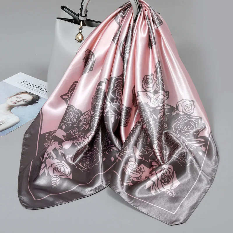 

Small Silk Scarf for Women, Large Square Scarf, Gauze Scarf for Spring, Autumn, and Winter, Paired with a Shirt, for Middle-Aged Mothers, Square 90×90 Thin Scarf