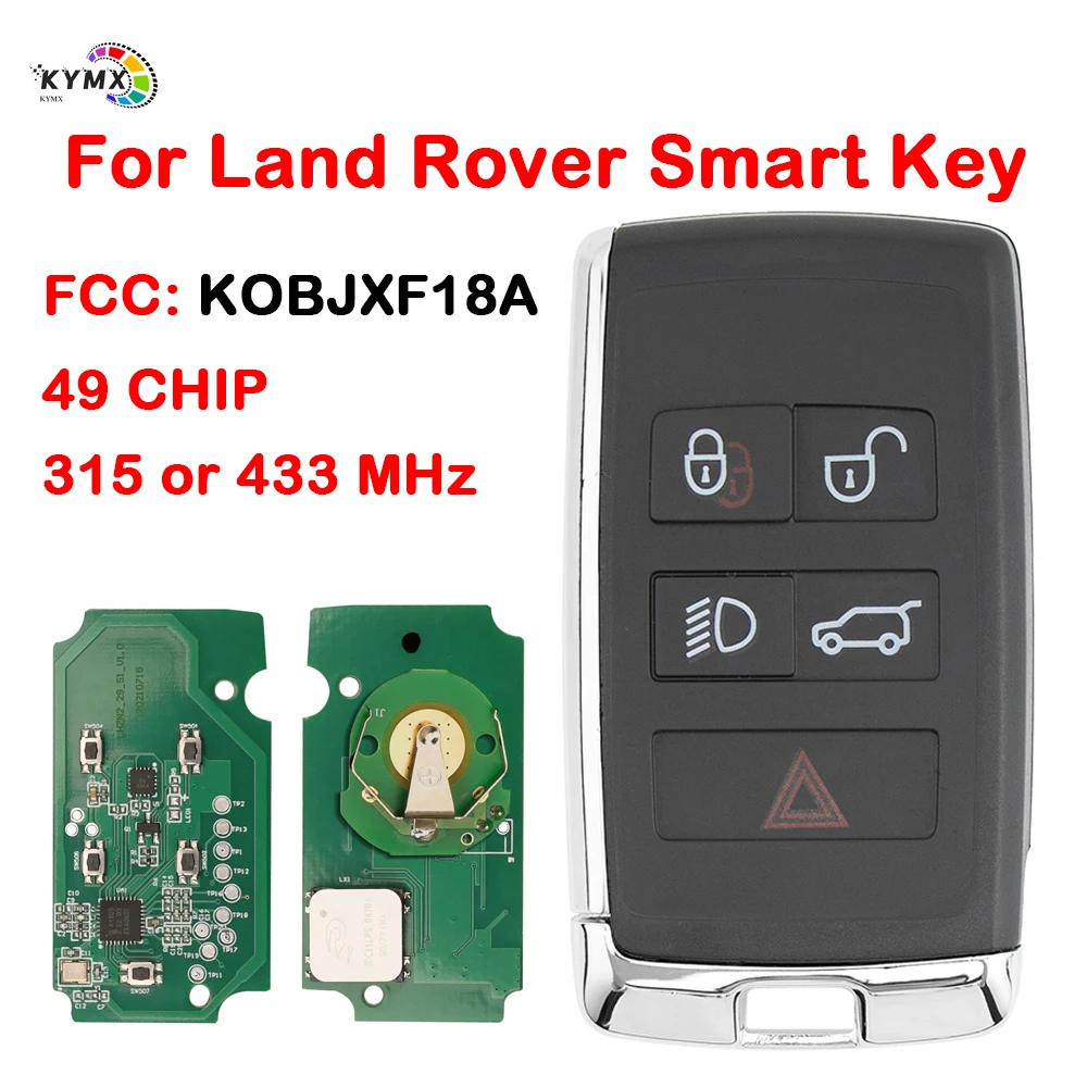 KYMX KOBJXF18A 49Chip 315/433MHz Replace Keyless Go Smart Remote Key For Land Rover Velar Range Discovery 2017 2018 2019 2020