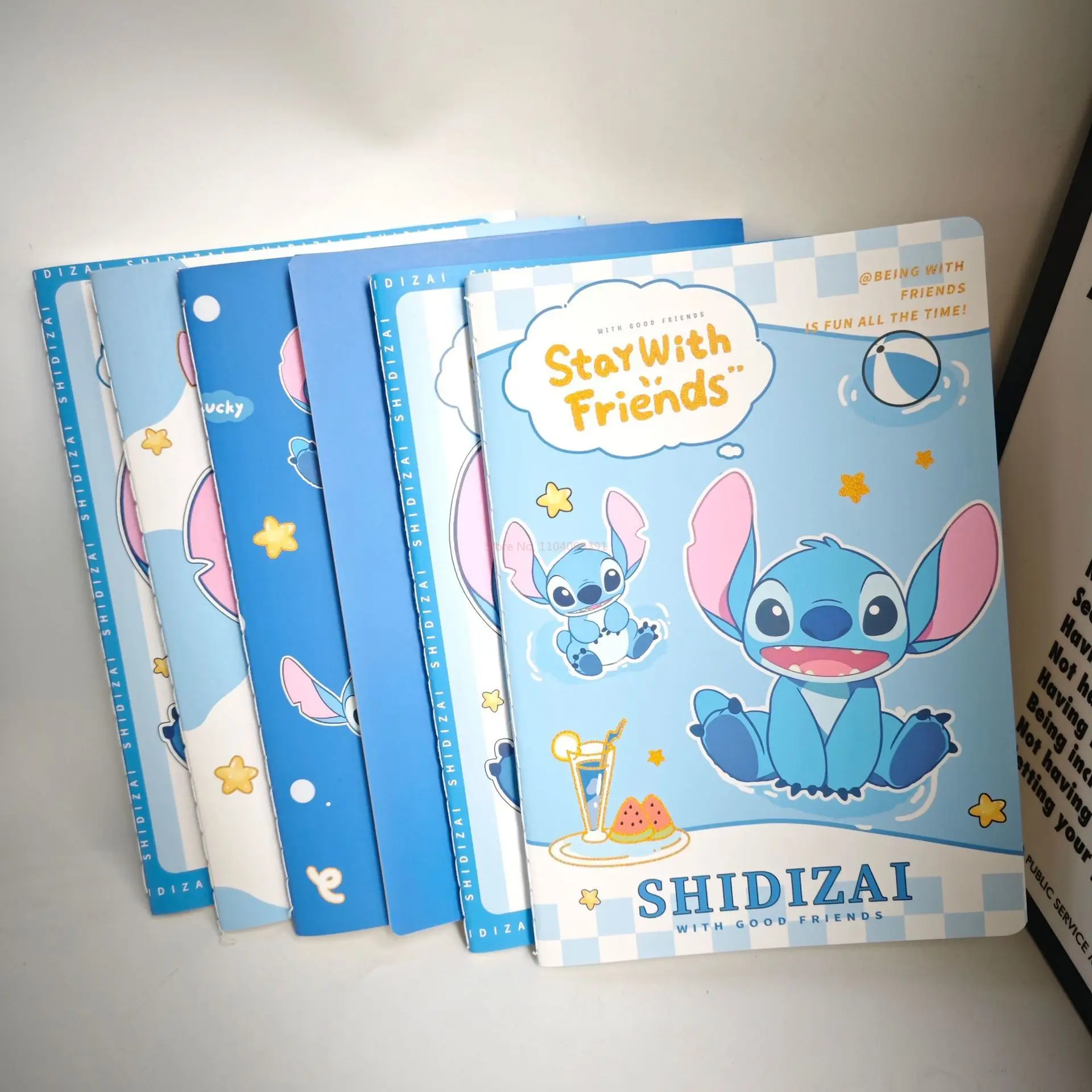 4pcs Cute Cartoon Stitch Car Linebook Student Soft Surface A5 Notebook Notebook Horizontal Notebook Student Stationery Prize