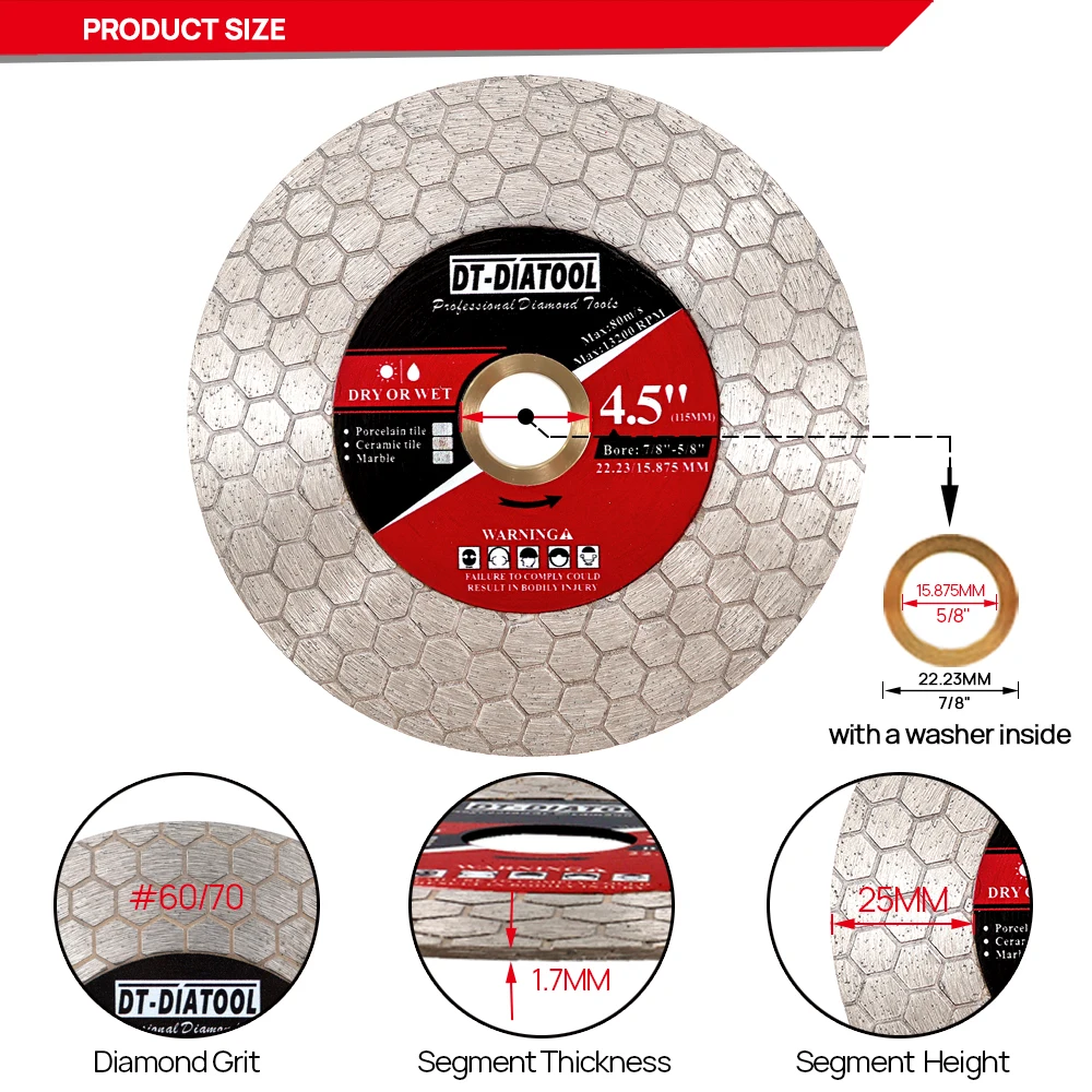 DT-DIATOOL Hexgon คู่115มม.ตัดเพชรบดก่ออิฐกระเบื้องเซรามิคหินอ่อนเลื่อยหินแกรนิตวงกลม