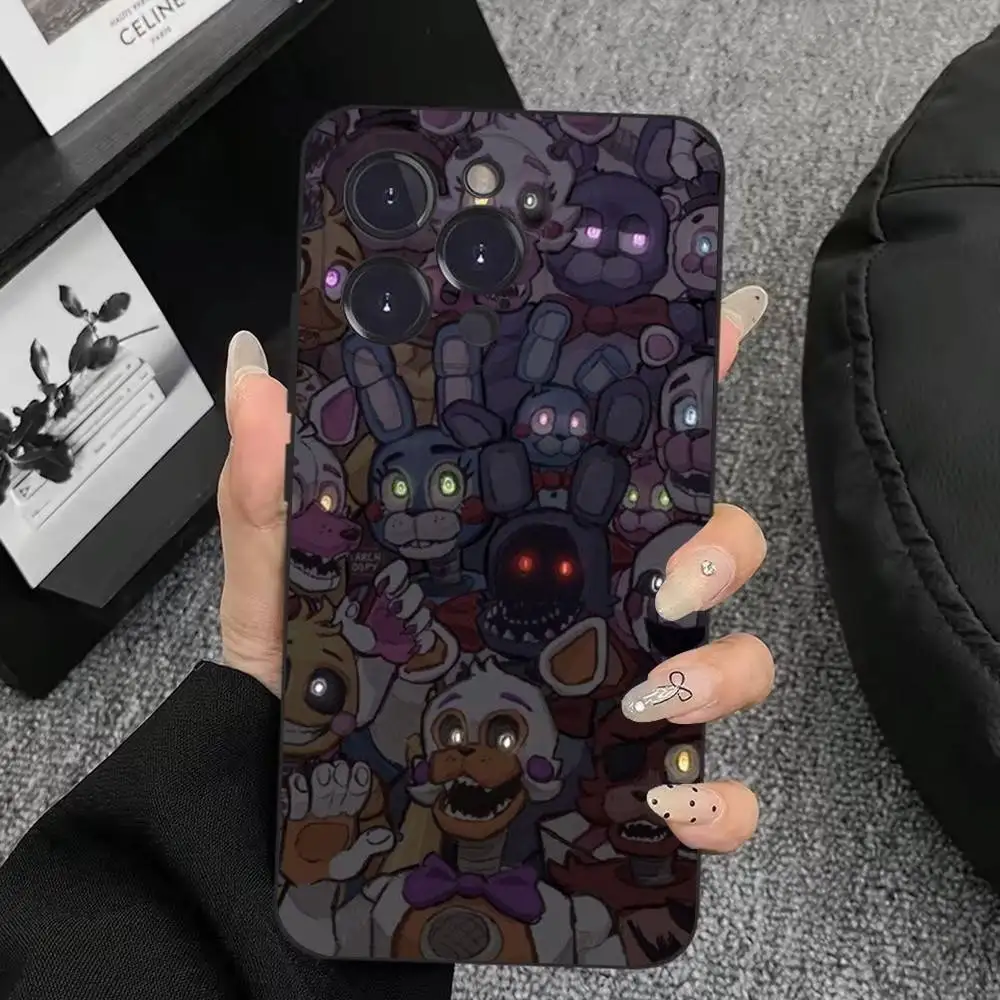 Funda de teléfono Fnaf Five-Nights-At-Freddys para iPhone 17,16,15,14,13,12,11,Plus,Pro Max,XS,X,XR,SE,Mini,8, funda negra de silicona suave